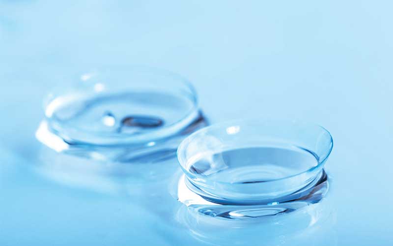 Contact lenses placed in water.